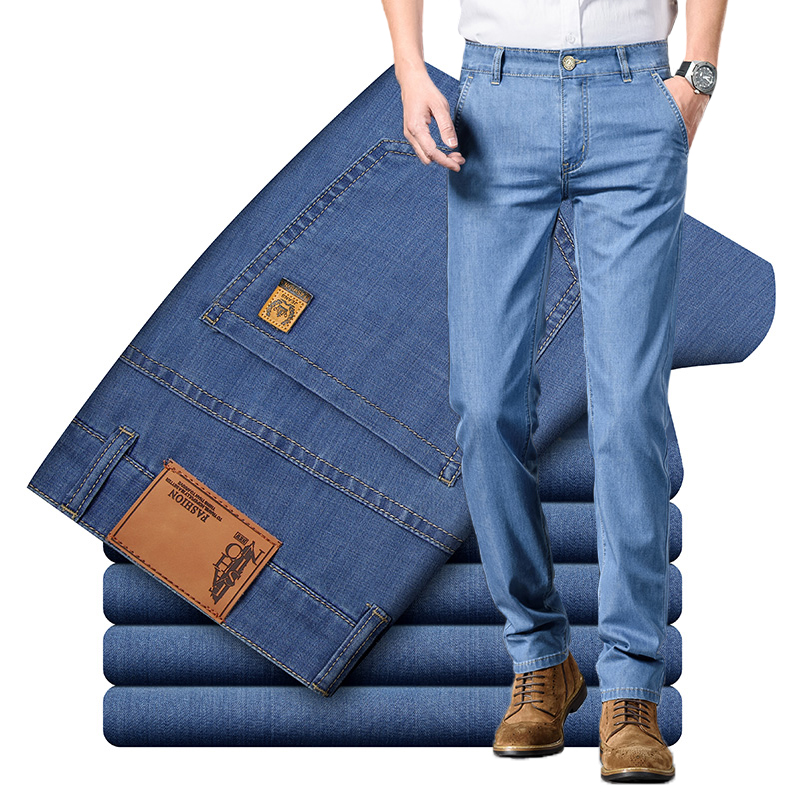 Levis Jeans 501 - モーダル生地夏薄いメンズジーンズストレートビジネスファッション快適な通気性男性ブランド服デニムパンツ