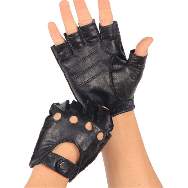 Leather Driving Glove - 男性用本革ミトン,薄い,滑り止め,通気性,ハーフフィンガー,高品質,NAN7-2