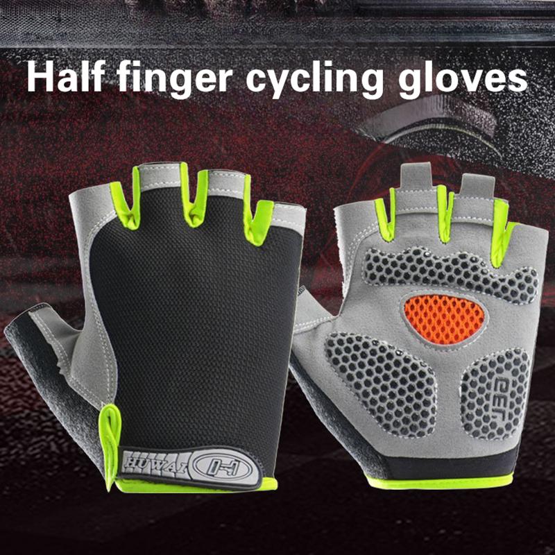Fingerless Glove Knit - 卸売ハーフフィンガーサイクリンググローブ男女兼用滑り止め衝撃吸収通気性サマーバイクフィンガーレススポーツジムトレーニングバイク