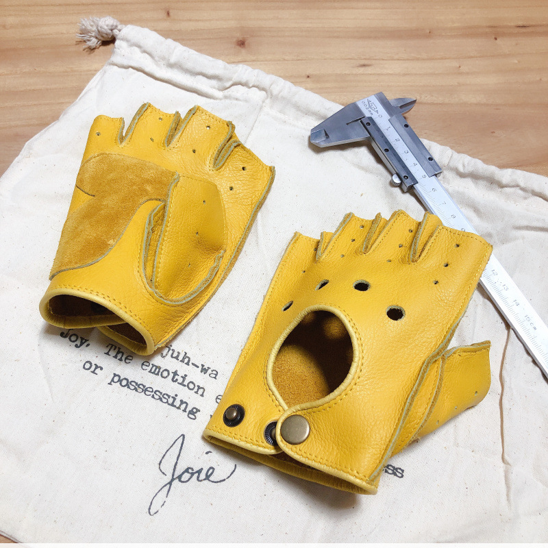 オートバイレトロ機関車ライディング牛革ハーフフィンガーメンズ - Leather Driving Glove のレビューと価格