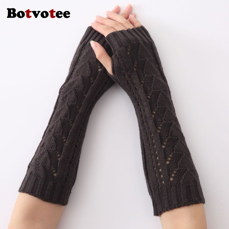 女性用ボットボーティー 冬用ニット 透かし編み 三角形 長袖 - Fingerless Glove Knit のレビューと価格