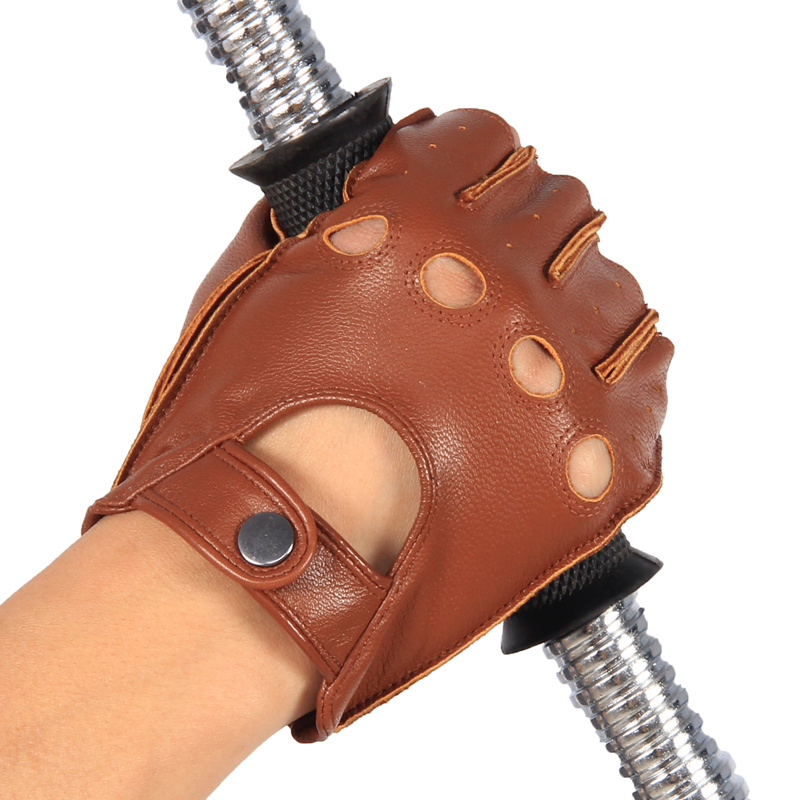 男性用本革ミトン,薄い,滑り止め,通気性,ハーフフィンガー, - Leather Driving Glove のレビューと価格