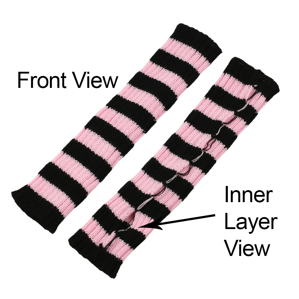 Y2Kストライプ柄フィンガーレスアームウォーマー、女性用デイ - Fingerless Glove Knit のレビューと価格